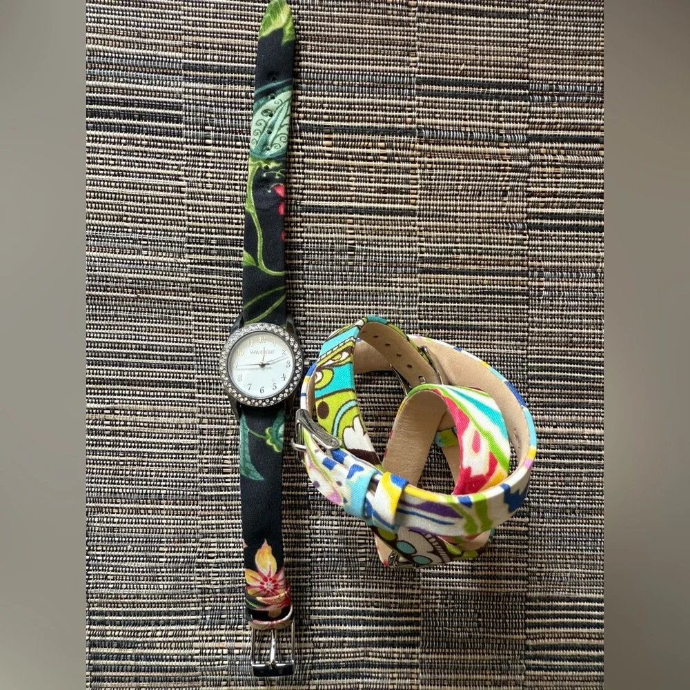 Vera Bradley Watch Women  Silver Tone Interchangeable‎ Band Needs New Battery